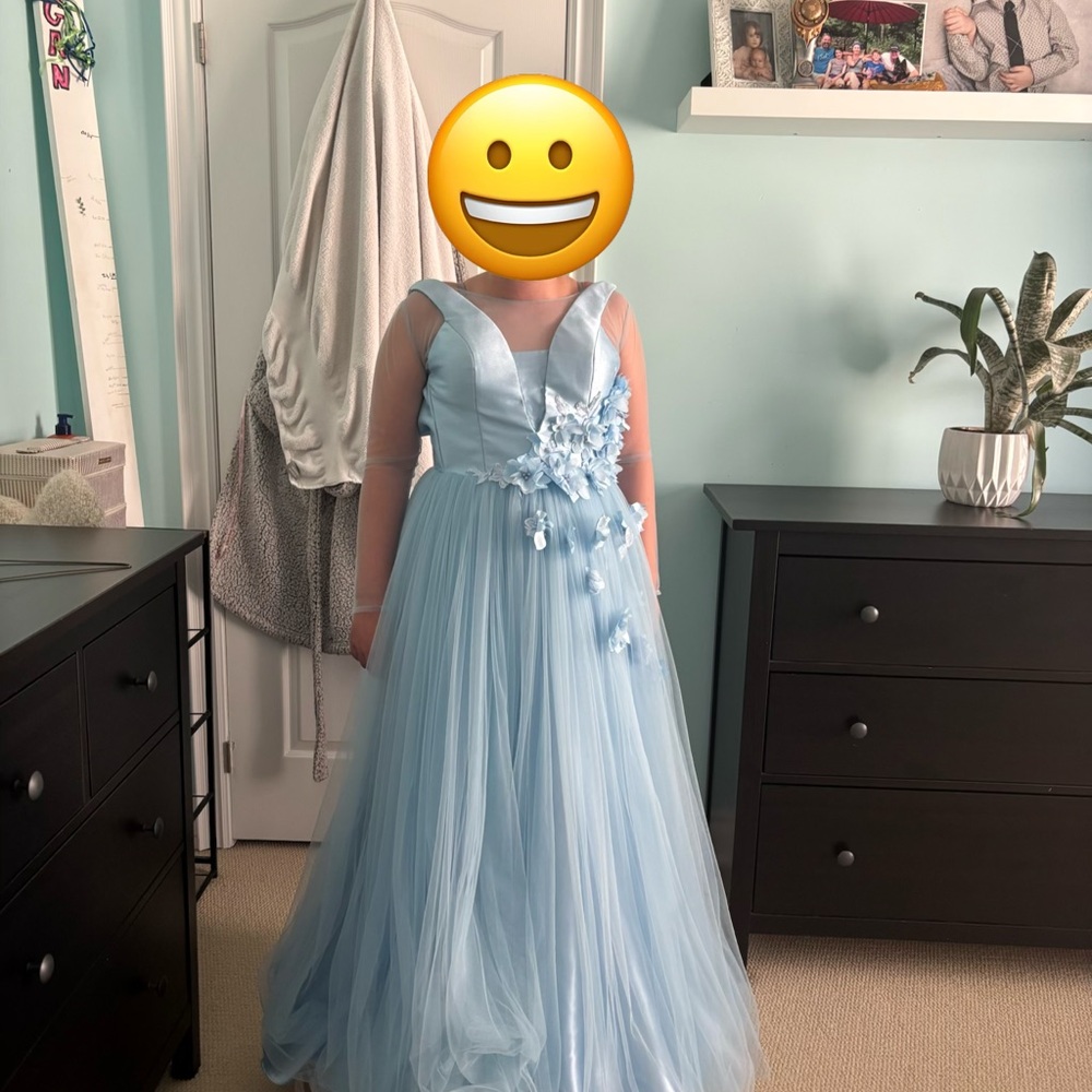 David's Bridal Light Blue Kids Formal Dress